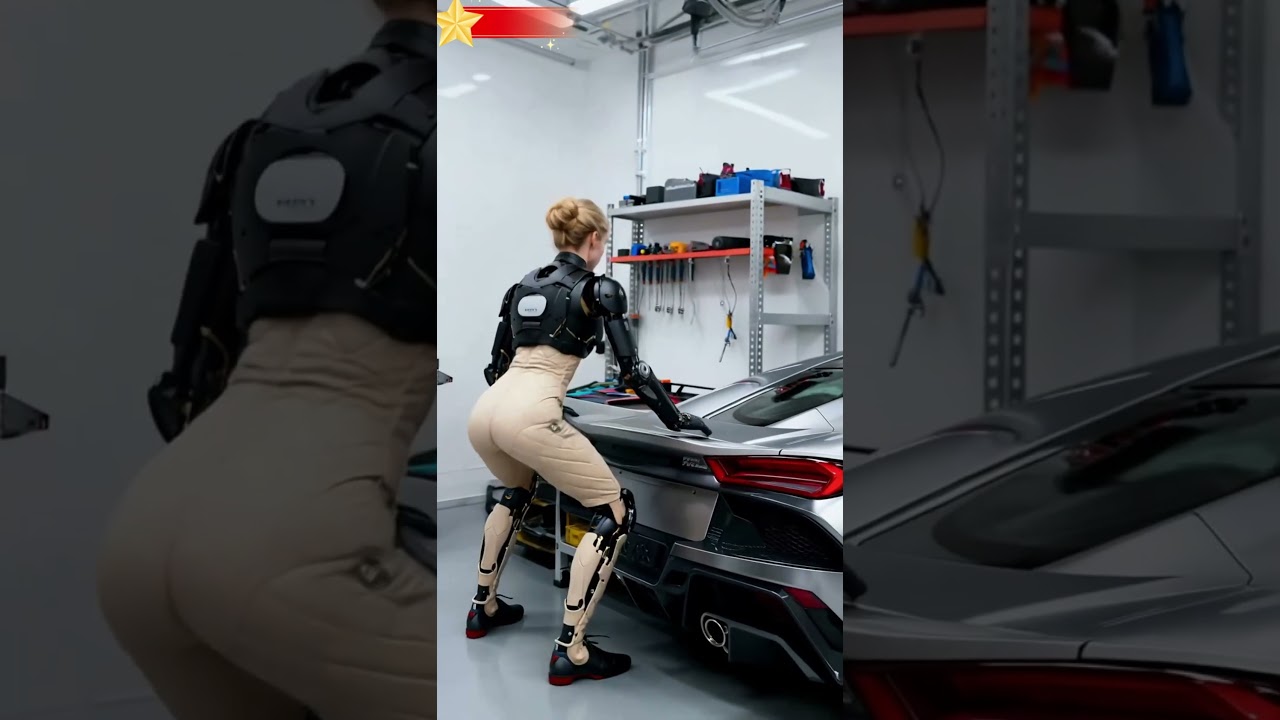 Avansert Android setter superbilen på prøve #Android #SciFi #FutureTech #Robotics #Supercar #Cyborg