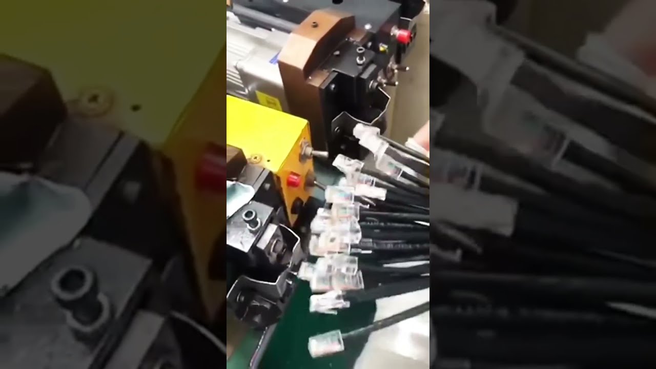 Automatisk nettkabel og RJ-45 kontakt krymping - Ekte video fra fabrikk #maskin #produksjon